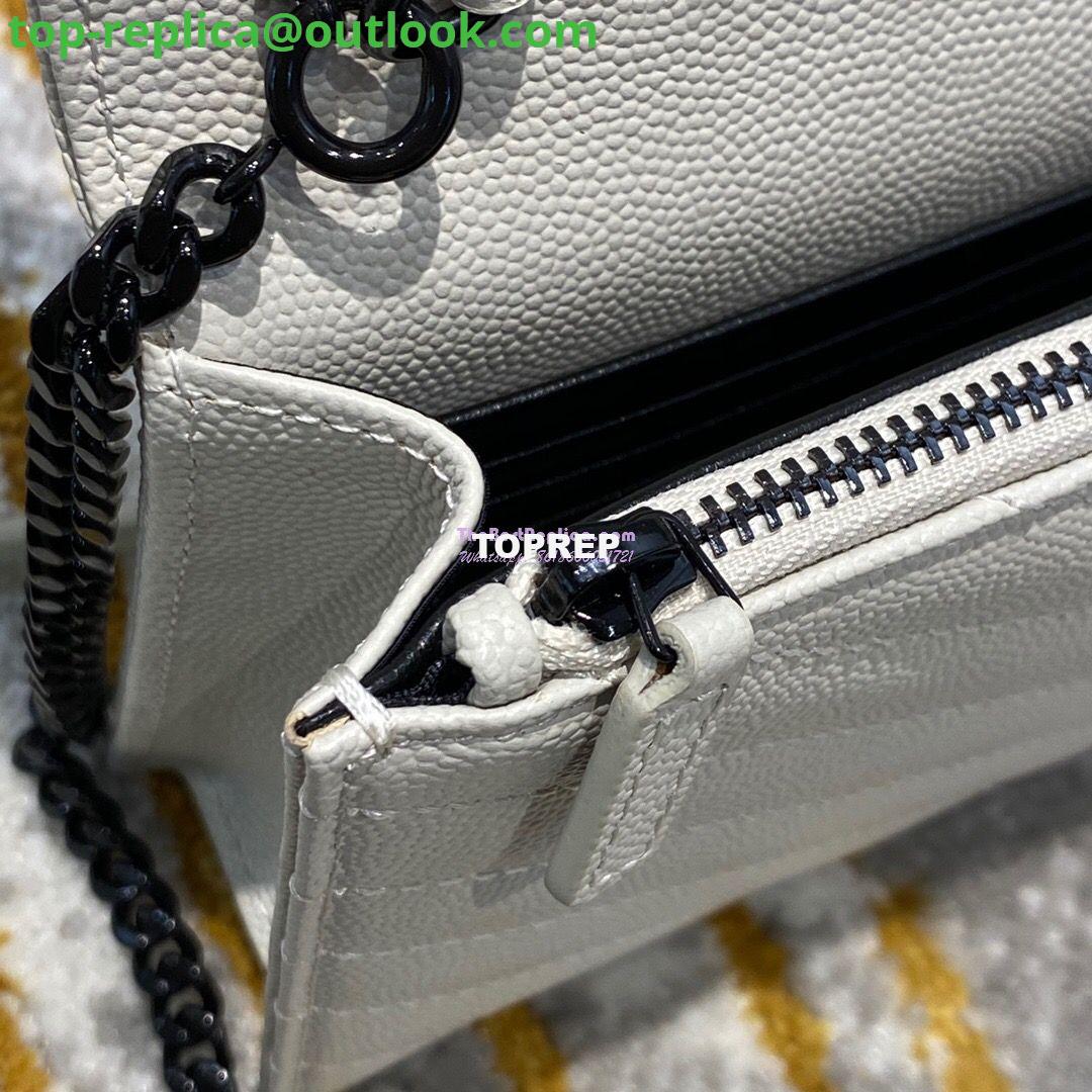 Replica YSL Saint Laurent Envelope Chain Wallet Grain De Poudre 393953 White in black Hardware 9 Replica YSL Saint Laurent Envelope Chain Wallet Grain De Poudre 393953 White in black Hardware 9