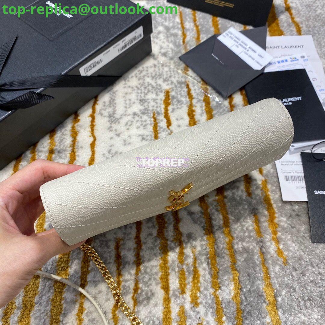 Replica YSL Saint Laurent Envelope Chain Wallet Grain De Poudre 393953 White in Gold Hardware 4 Replica YSL Saint Laurent Envelope Chain Wallet Grain De Poudre 393953 White in Gold Hardware 4