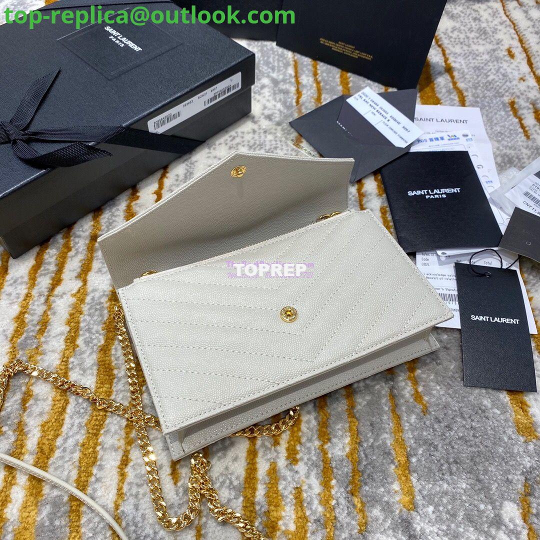 Replica YSL Saint Laurent Envelope Chain Wallet Grain De Poudre 393953 White in Gold Hardware 5 Replica YSL Saint Laurent Envelope Chain Wallet Grain De Poudre 393953 White in Gold Hardware 5