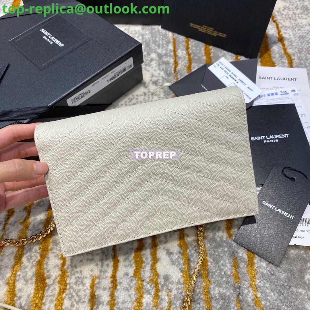 Replica YSL Saint Laurent Envelope Chain Wallet Grain De Poudre 393953 White in Gold Hardware 6 Replica YSL Saint Laurent Envelope Chain Wallet Grain De Poudre 393953 White in Gold Hardware 6