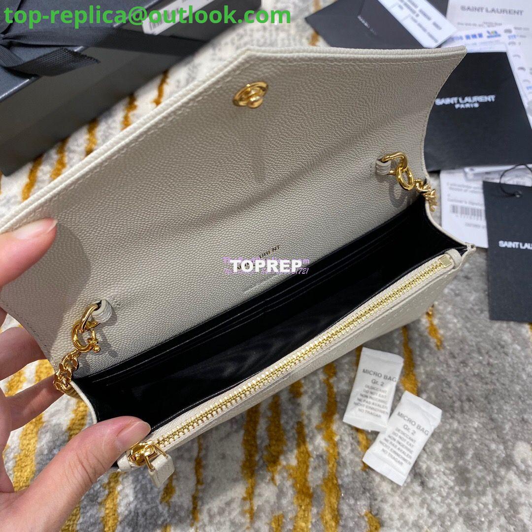 Replica YSL Saint Laurent Envelope Chain Wallet Grain De Poudre 393953 White in Gold Hardware 7 Replica YSL Saint Laurent Envelope Chain Wallet Grain De Poudre 393953 White in Gold Hardware 7