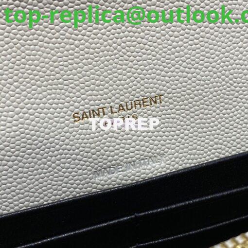 Replica YSL Saint Laurent Envelope Chain Wallet Grain De Poudre 393953 White in Gold Hardware 8