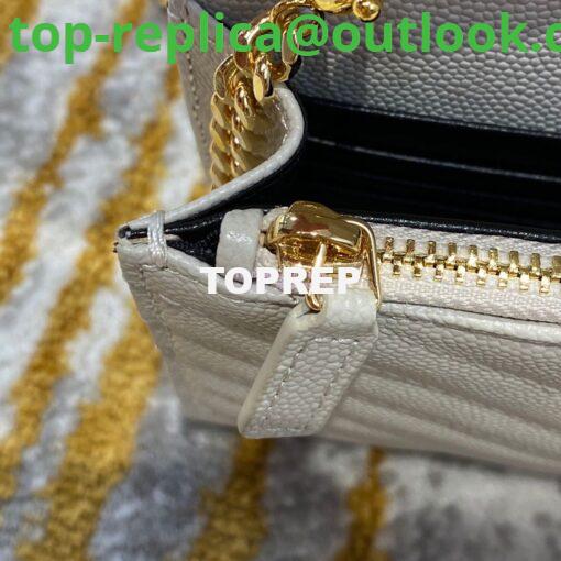 Replica YSL Saint Laurent Envelope Chain Wallet Grain De Poudre 393953 White in Gold Hardware 12