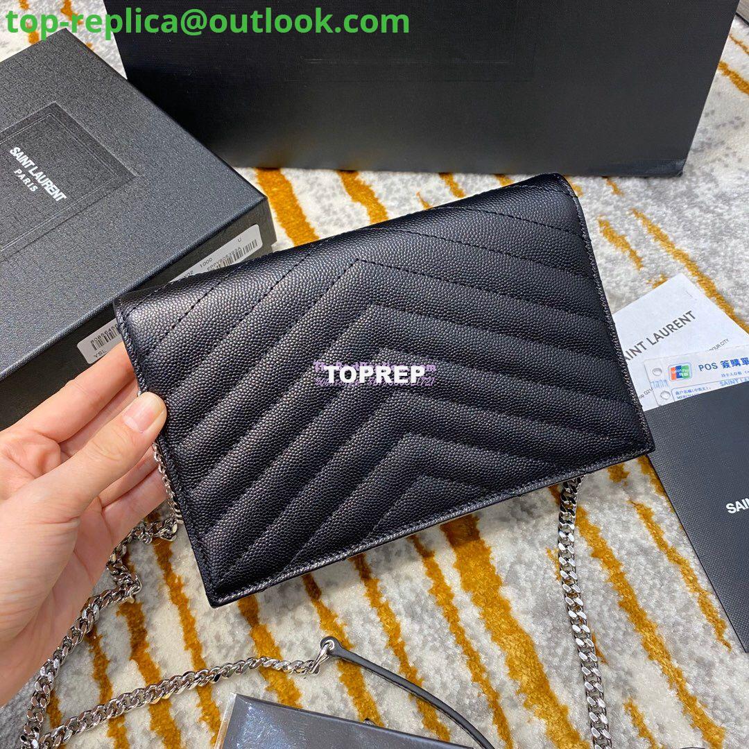 Replica YSL Saint Laurent Envelope Chain Wallet Grain De Poudre 393953 Black in Silver Hardware 3 Replica YSL Saint Laurent Envelope Chain Wallet Grain De Poudre 393953 Black in Silver Hardware 3
