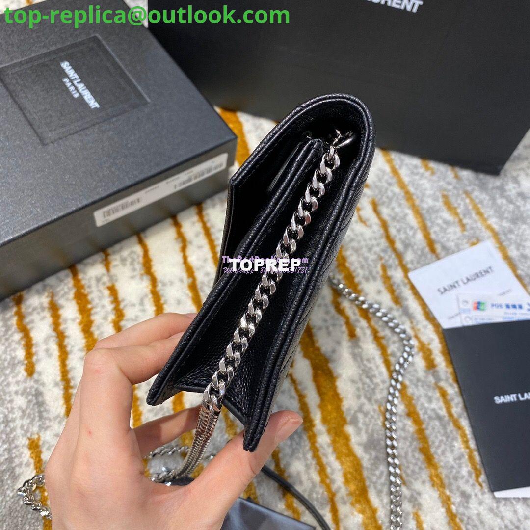 Replica YSL Saint Laurent Envelope Chain Wallet Grain De Poudre 393953 Black in Silver Hardware 4 Replica YSL Saint Laurent Envelope Chain Wallet Grain De Poudre 393953 Black in Silver Hardware 4