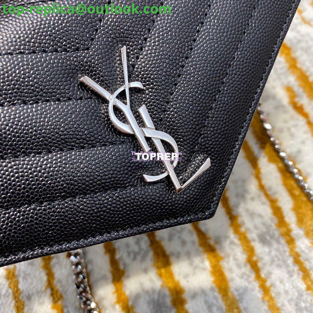 Replica YSL Saint Laurent Envelope Chain Wallet Grain De Poudre 393953 Black in Silver Hardware 8 Replica YSL Saint Laurent Envelope Chain Wallet Grain De Poudre 393953 Black in Silver Hardware 8