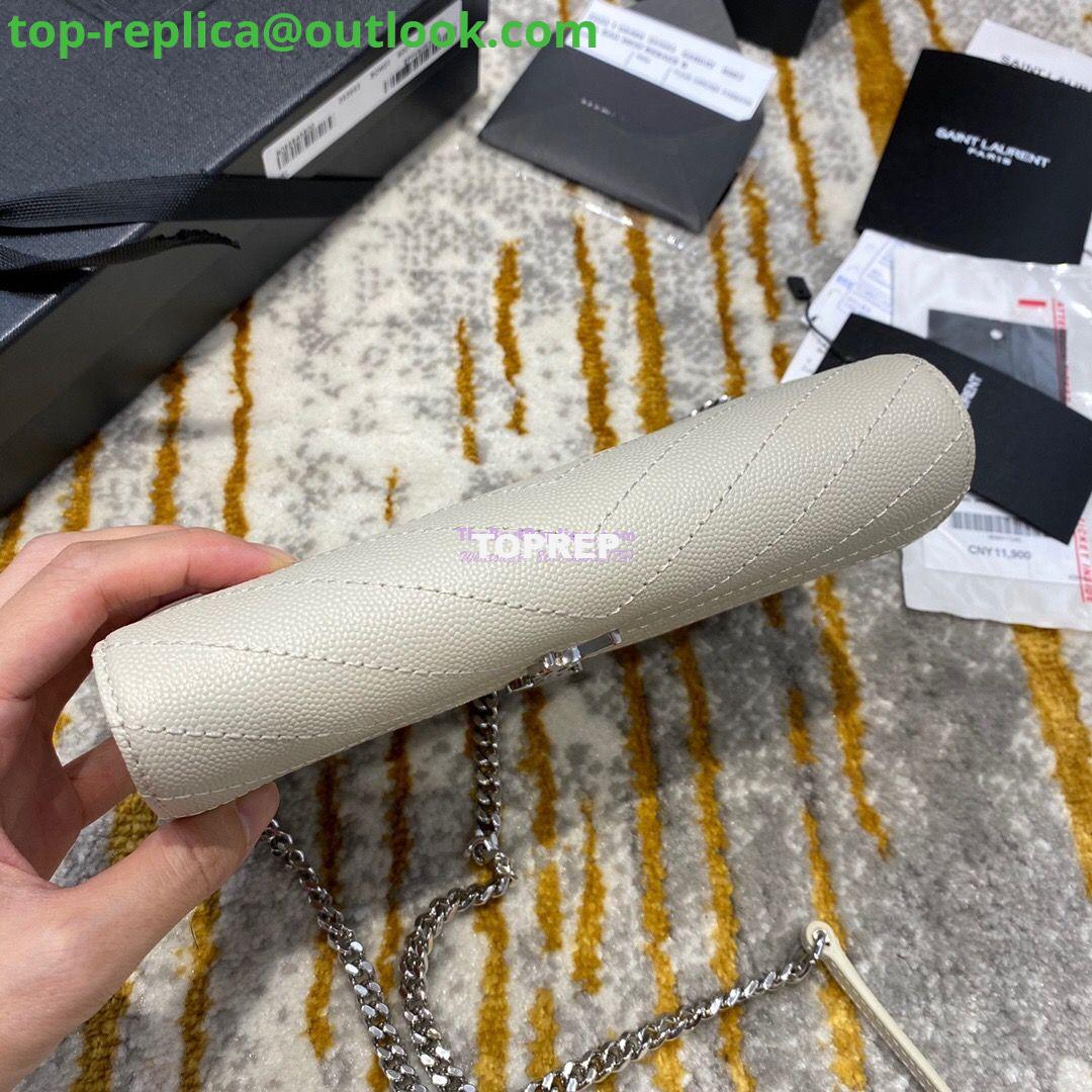 Replica YSL Saint Laurent Envelope Chain Wallet Grain De Poudre 393953 White in Silver Hardware 6 Replica YSL Saint Laurent Envelope Chain Wallet Grain De Poudre 393953 White in Silver Hardware 6