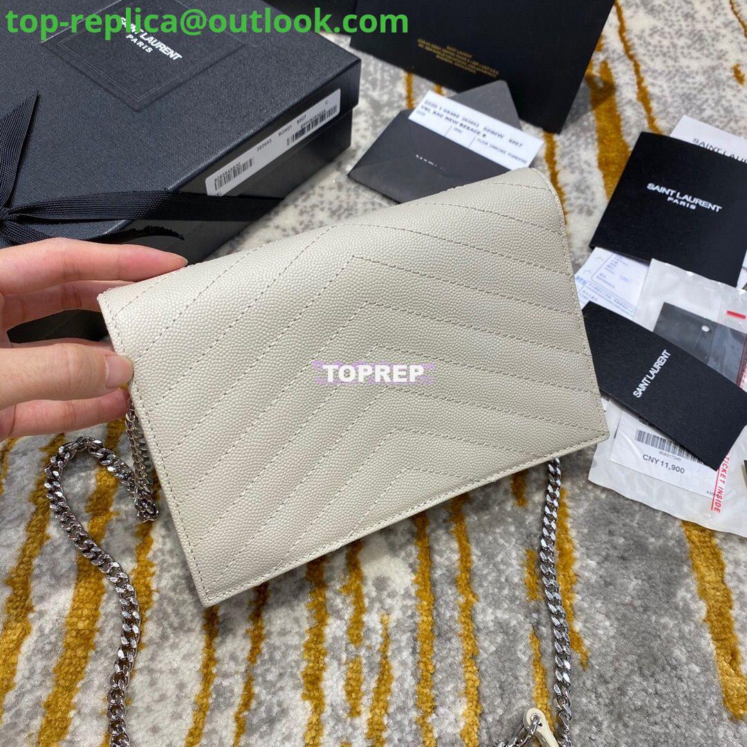 Replica YSL Saint Laurent Envelope Chain Wallet Grain De Poudre 393953 White in Silver Hardware 7 Replica YSL Saint Laurent Envelope Chain Wallet Grain De Poudre 393953 White in Silver Hardware 7