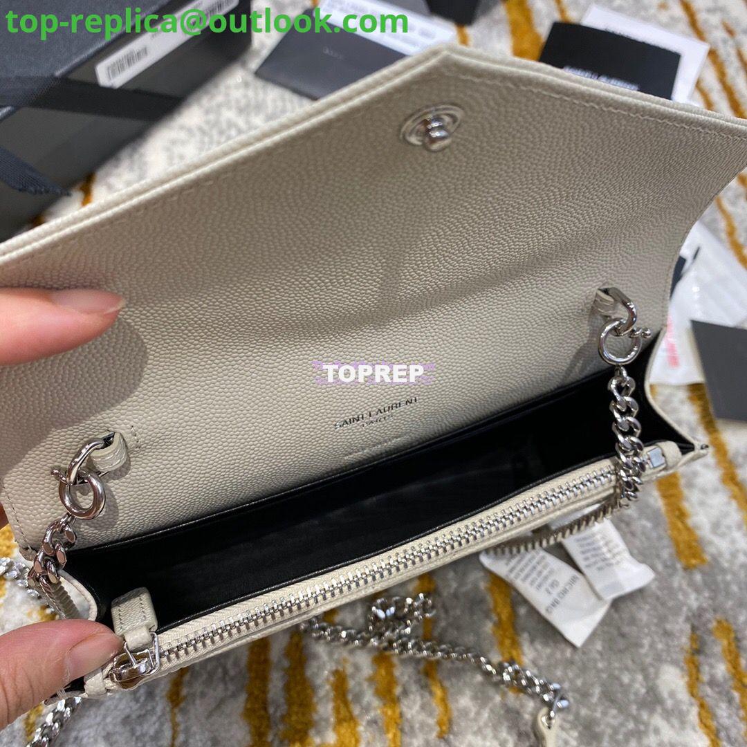 Replica YSL Saint Laurent Envelope Chain Wallet Grain De Poudre 393953 White in Silver Hardware 8 Replica YSL Saint Laurent Envelope Chain Wallet Grain De Poudre 393953 White in Silver Hardware 8