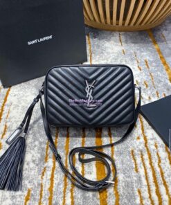 Replica YSL Saint Laurent LouLou Camera Bag in Matelassé Leather 520534 Black in Silver Hardware 2