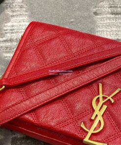 Replica YSL Saint Laurent Becky Chain Wallet In Diamond-quilted Lambskin 5850311 Red 2