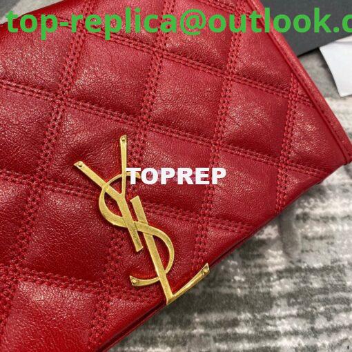 Replica YSL Saint Laurent Becky Chain Wallet In Diamond-quilted Lambskin 5850311 Red 3