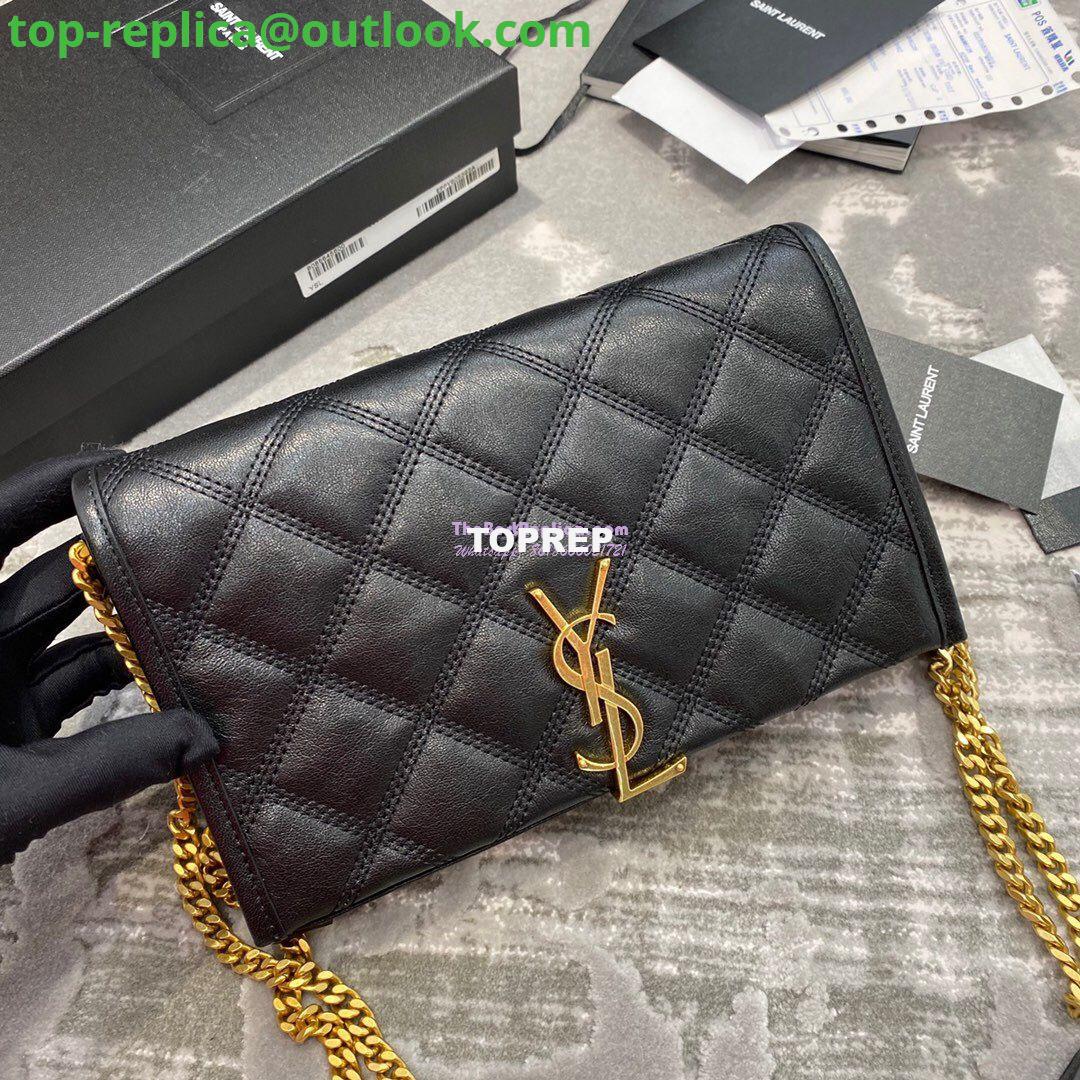 Replica YSL Saint Laurent Becky Chain Wallet In Diamond-quilted Lambskin 5850311 Black 2 Replica YSL Saint Laurent Becky Chain Wallet In Diamond-quilted Lambskin 5850311 Black 2