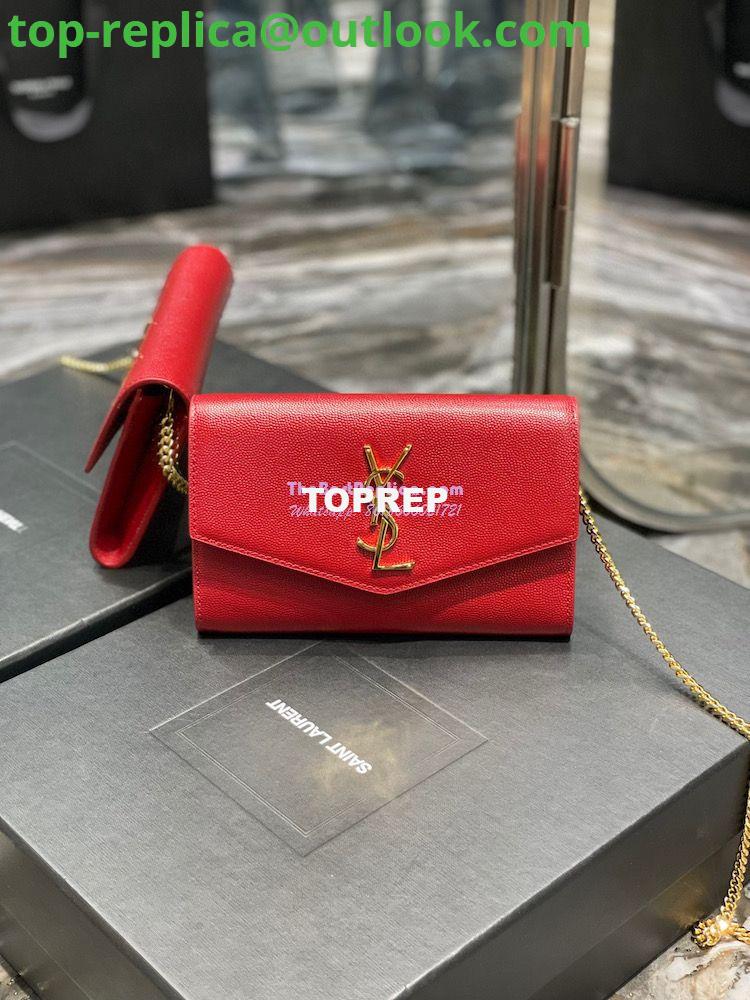 Replica YSL Saint Laurent Uptown Chain Wallet In Grain De Poudre Embossed Leather 6077881 Red 2 Replica YSL Saint Laurent Uptown Chain Wallet In Grain De Poudre Embossed Leather 6077881 Red 2