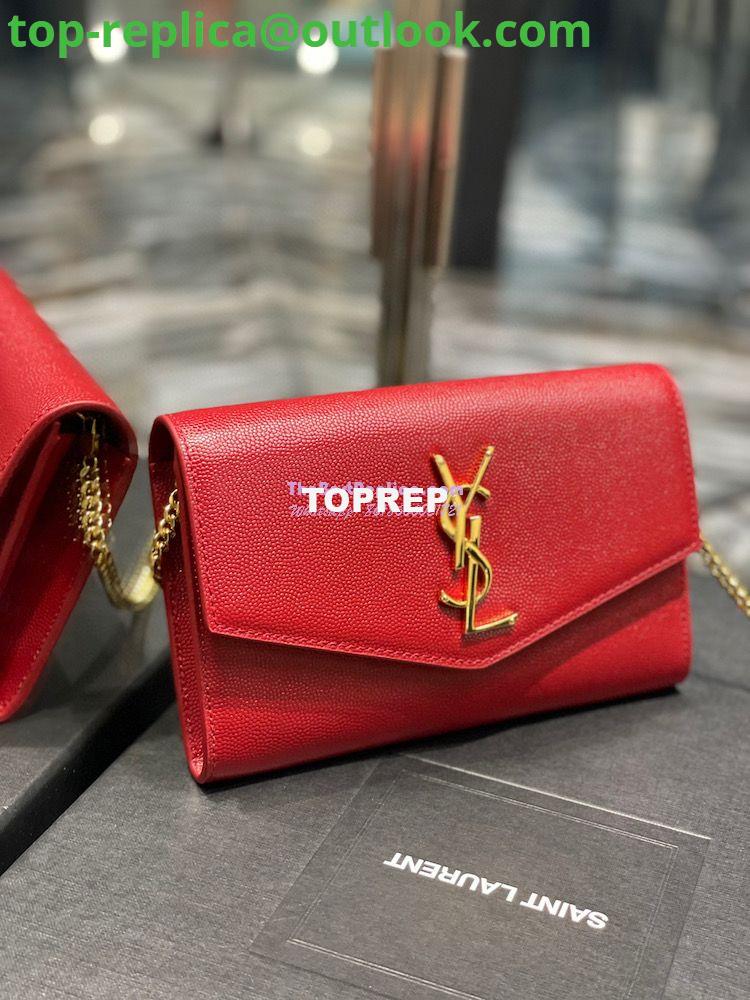Replica YSL Saint Laurent Uptown Chain Wallet In Grain De Poudre Embossed Leather 6077881 Red 3 Replica YSL Saint Laurent Uptown Chain Wallet In Grain De Poudre Embossed Leather 6077881 Red 3