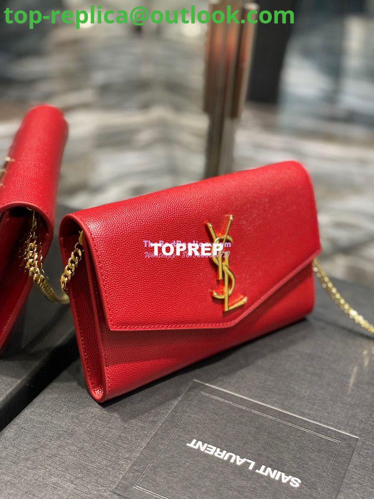 Replica YSL Saint Laurent Uptown Chain Wallet In Grain De Poudre Embossed Leather 6077881 Red 4 Replica YSL Saint Laurent Uptown Chain Wallet In Grain De Poudre Embossed Leather 6077881 Red 4