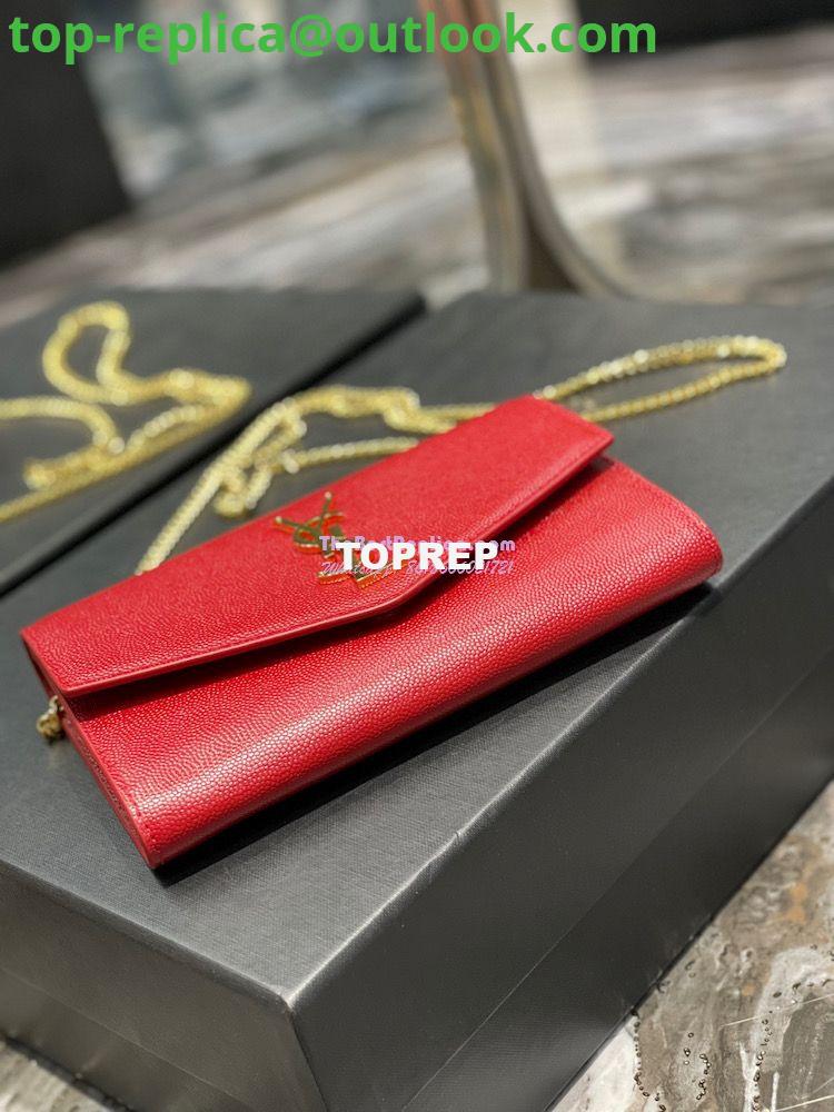 Replica YSL Saint Laurent Uptown Chain Wallet In Grain De Poudre Embossed Leather 6077881 Red 6 Replica YSL Saint Laurent Uptown Chain Wallet In Grain De Poudre Embossed Leather 6077881 Red 6