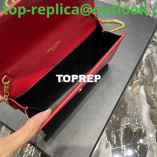 Replica YSL Saint Laurent Uptown Chain Wallet In Grain De Poudre Embossed Leather 6077881 Red 8