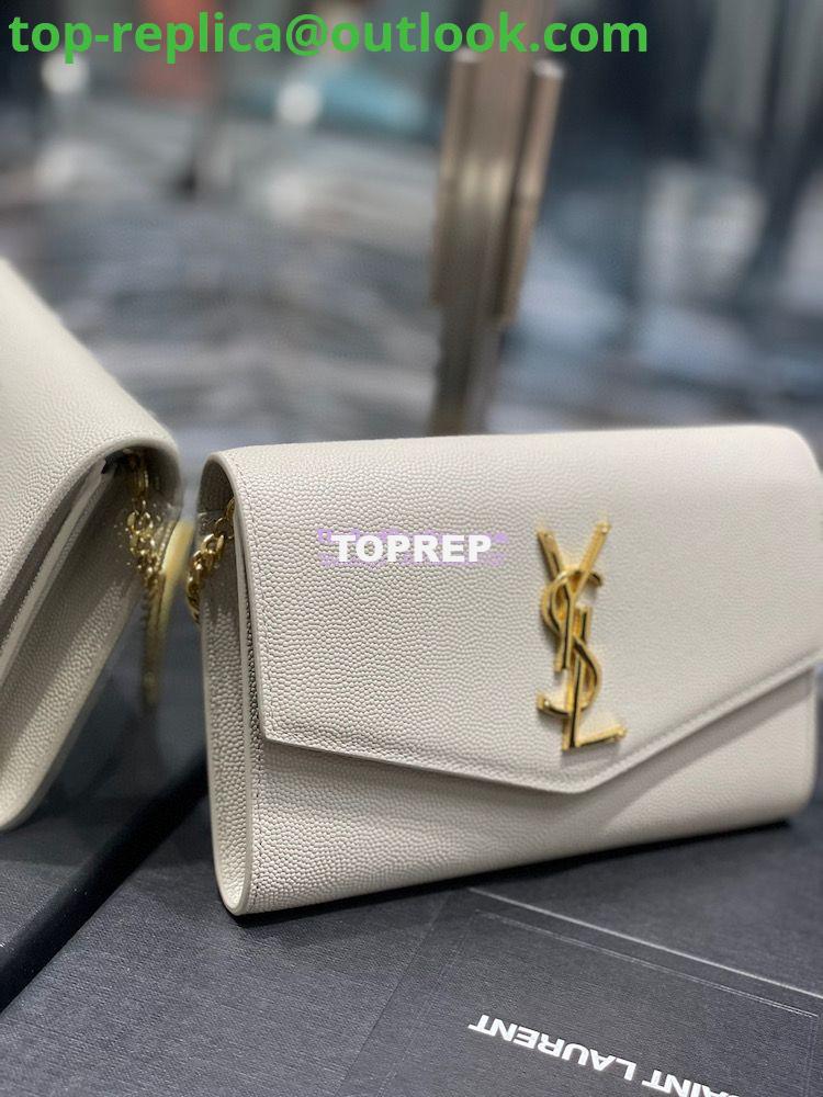 Replica YSL Saint Laurent Uptown Chain Wallet In Grain De Poudre Embossed Leather 6077881 White 2 Replica YSL Saint Laurent Uptown Chain Wallet In Grain De Poudre Embossed Leather 6077881 White 2