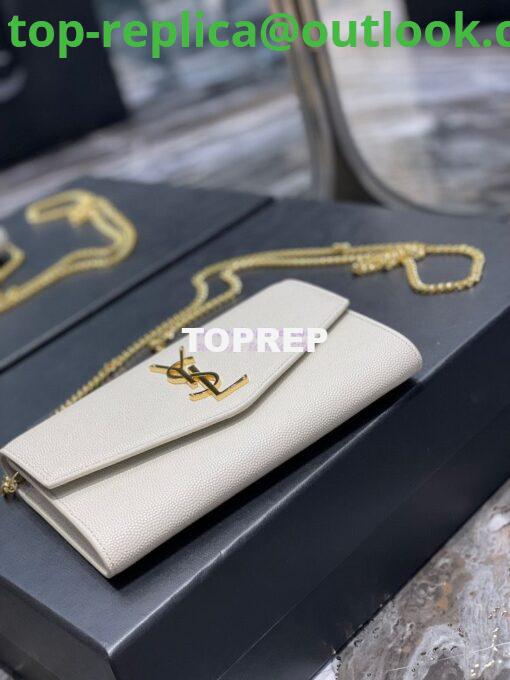 Replica YSL Saint Laurent Uptown Chain Wallet In Grain De Poudre Embossed Leather 6077881 White 5