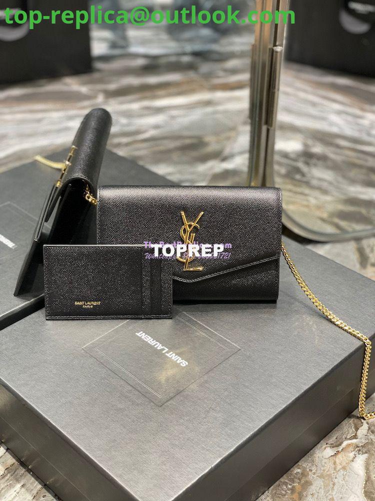 Replica YSL Saint Laurent Uptown Chain Wallet In Grain De Poudre Embossed Leather 6077881 Black Replica YSL Saint Laurent Uptown Chain Wallet In Grain De Poudre Embossed Leather 6077881 Black