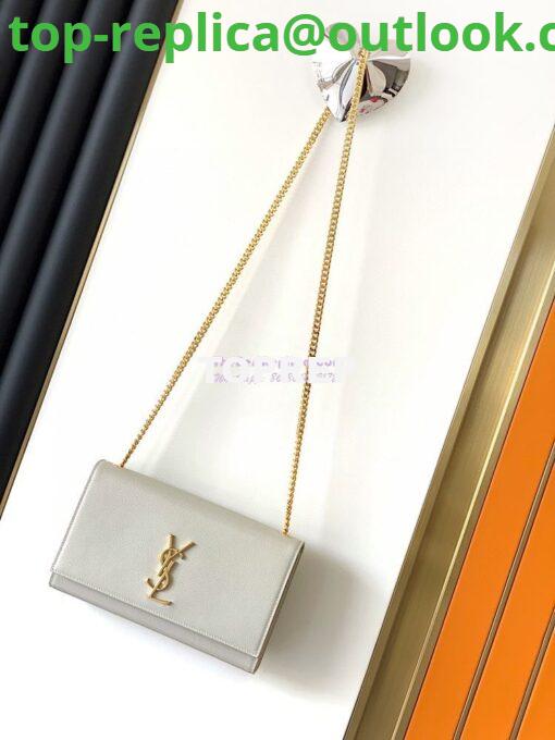 Replica YSL Saint Laurent Classic Medium Kate In Grained De Poudre Textured Leather White 2