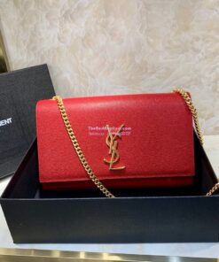 Replica YSL Saint Laurent Classic Medium Kate In Grained De Poudre Textured Leather Red