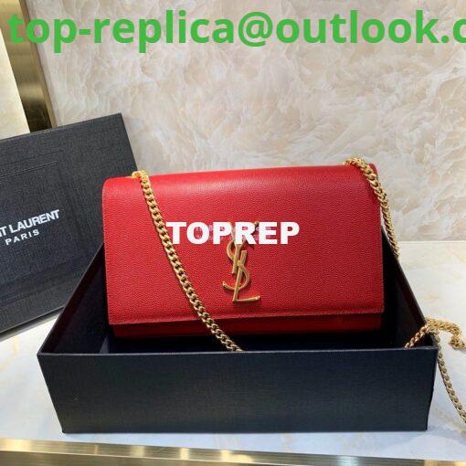 Replica YSL Saint Laurent Classic Medium Kate In Grained De Poudre Textured Leather Red