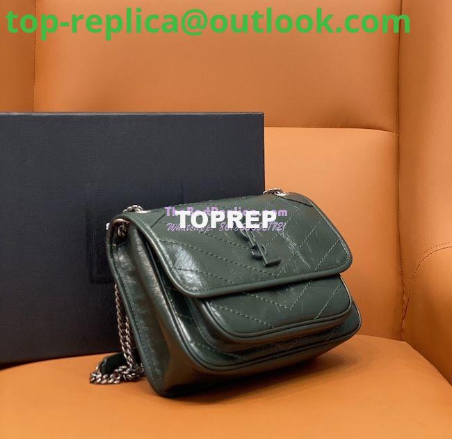 Replica YSL Saint Laurent Niki Baby In Crinkled Vintage Leather 533037 Dark Green 2 Replica YSL Saint Laurent Niki Baby In Crinkled Vintage Leather 533037 Dark Green 2