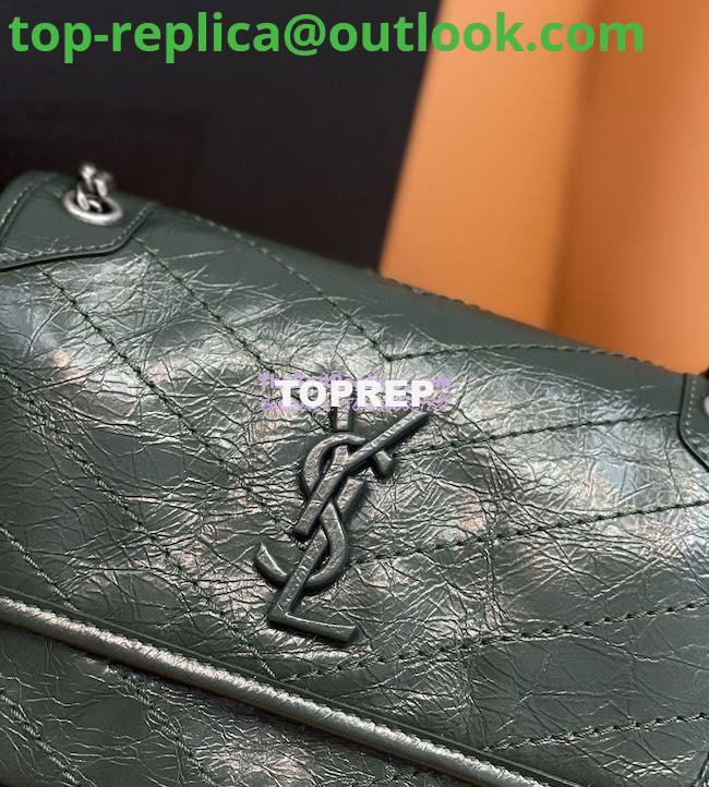 Replica YSL Saint Laurent Niki Baby In Crinkled Vintage Leather 533037 Dark Green 3 Replica YSL Saint Laurent Niki Baby In Crinkled Vintage Leather 533037 Dark Green 3