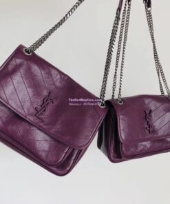 Replica YSL Saint Laurent Niki Baby In Crinkled Vintage Leather 533037 Prunia 2