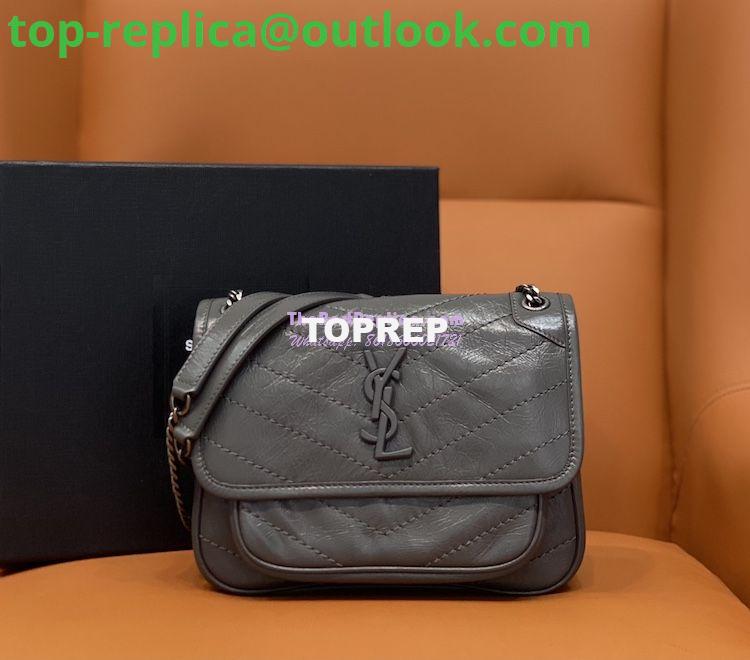 Replica YSL Saint Laurent Niki Baby In Crinkled Vintage Leather 533037 Storm Grey Replica YSL Saint Laurent Niki Baby In Crinkled Vintage Leather 533037 Storm Grey