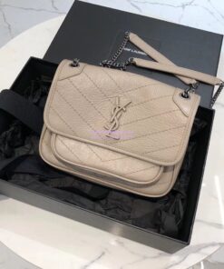 Replica YSL Saint Laurent Niki Baby In Crinkled Vintage Leather 533037 Light Natural 2