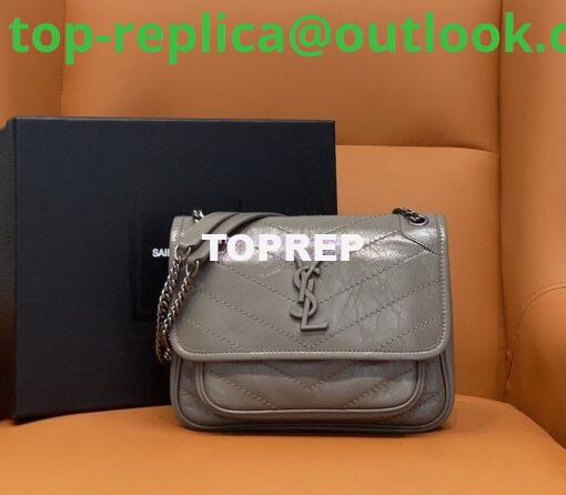 Replica YSL Saint Laurent Niki Baby In Crinkled Vintage Leather 533037 Fog