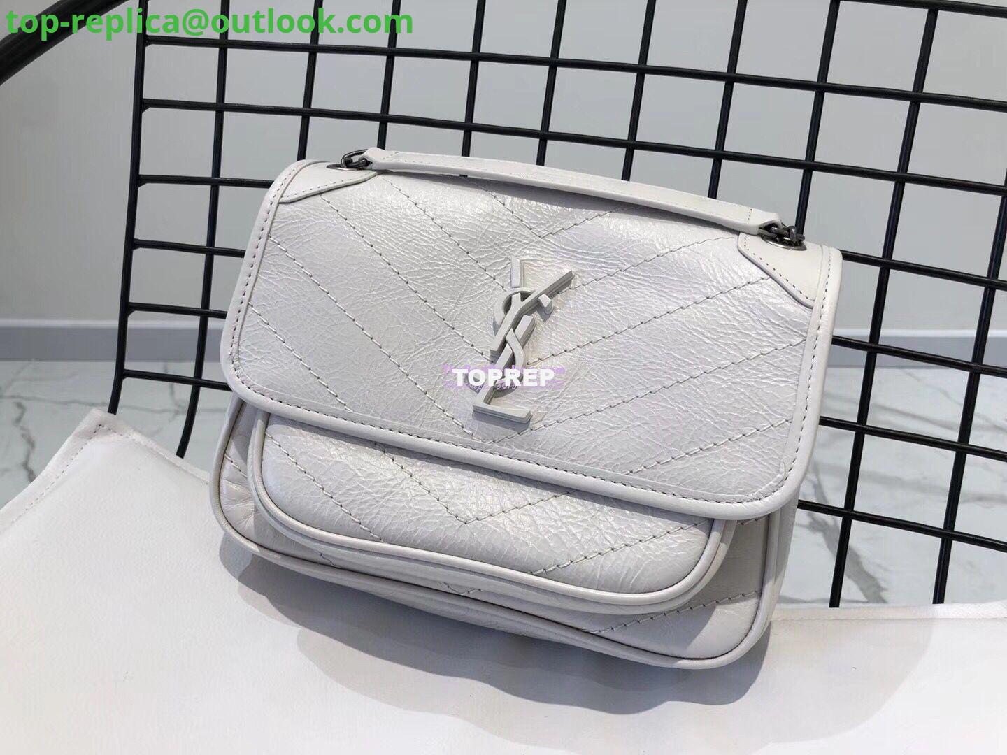 Replica YSL Saint Laurent Niki Baby In Crinkled Vintage Leather 533037 Pearl White Replica YSL Saint Laurent Niki Baby In Crinkled Vintage Leather 533037 Pearl White