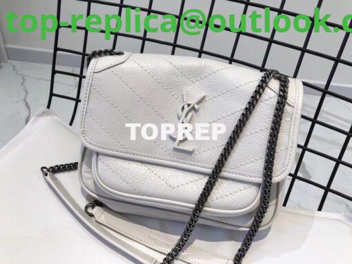 Replica YSL Saint Laurent Niki Baby In Crinkled Vintage Leather 533037 Pearl White 2