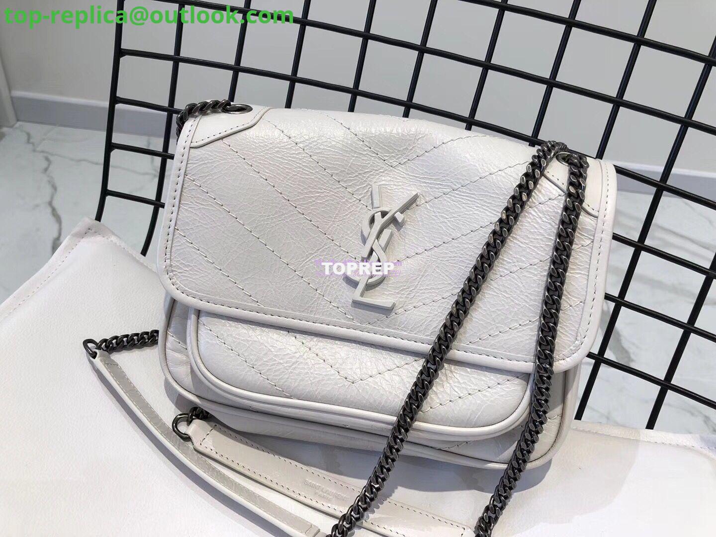 Replica YSL Saint Laurent Niki Baby In Crinkled Vintage Leather 533037 Pearl White 2 Replica YSL Saint Laurent Niki Baby In Crinkled Vintage Leather 533037 Pearl White 2