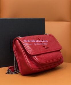 Replica YSL Saint Laurent Niki Baby In Crinkled Vintage Leather 533037 Red 2