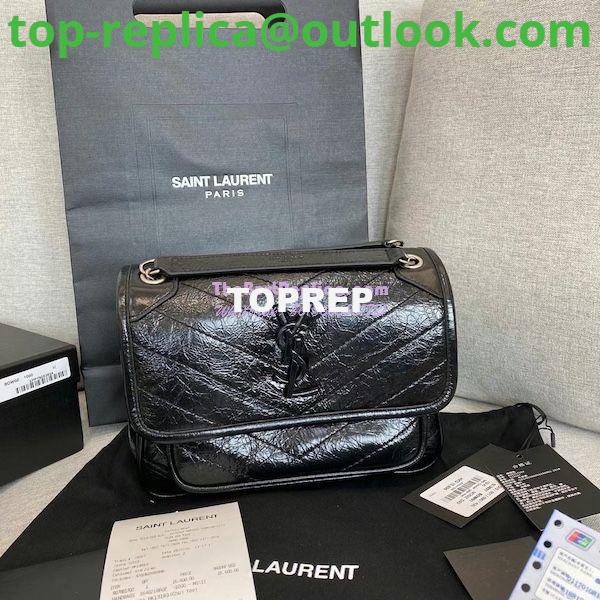 Replica YSL Saint Laurent Niki Baby In Crinkled Vintage Leather 533037 Black Replica YSL Saint Laurent Niki Baby In Crinkled Vintage Leather 533037 Black