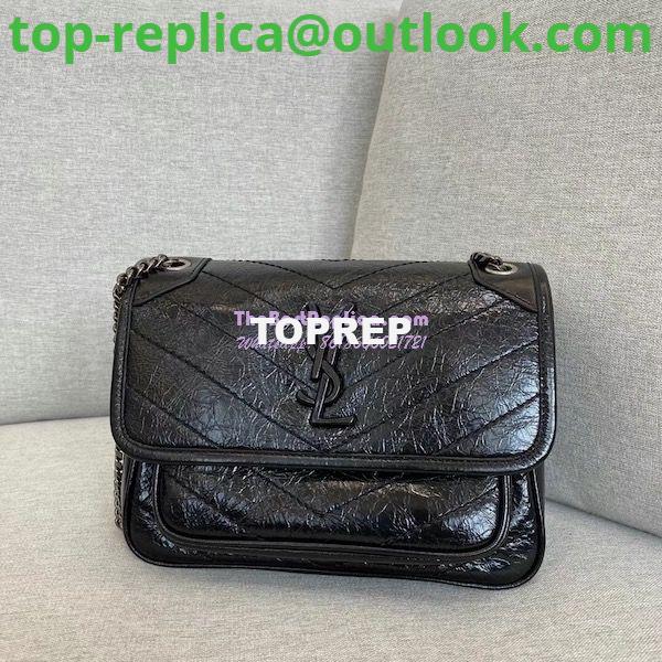 Replica YSL Saint Laurent Niki Baby In Crinkled Vintage Leather 533037 Black 2 Replica YSL Saint Laurent Niki Baby In Crinkled Vintage Leather 533037 Black 2