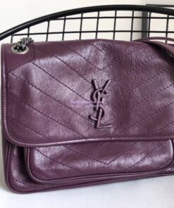 Replica YSL Saint Laurent Niki Chain Bag In Vintage Crinkled And Quilted Leather 498894 Prunia 2