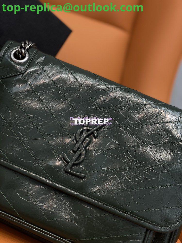 Replica YSL Saint Laurent Niki Chain Bag In Vintage Crinkled And Quilted Leather 498894 Dark Green 3 Replica YSL Saint Laurent Niki Chain Bag In Vintage Crinkled And Quilted Leather 498894 Dark Green 3