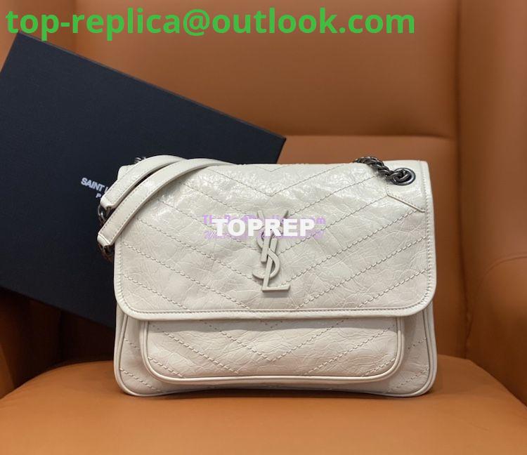 Replica YSL Saint Laurent Niki Chain Bag In Vintage Crinkled And Quilted Leather 498894 Blanc Replica YSL Saint Laurent Niki Chain Bag In Vintage Crinkled And Quilted Leather 498894 Blanc