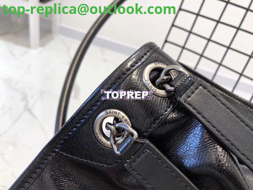 Replica Yves Saint Laurent YSL Niki Medium in Metallic Leather Black 6 Replica Yves Saint Laurent YSL Niki Medium in Metallic Leather Black 6