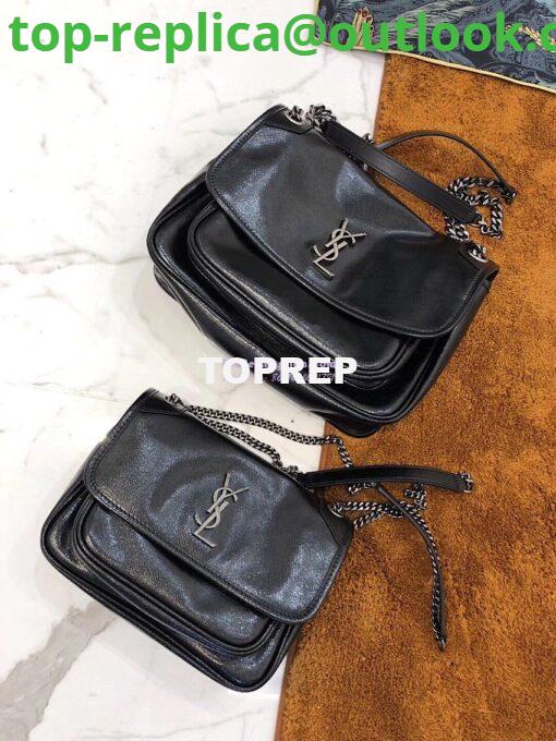 Replica Yves Saint Laurent YSL Niki Baby in Metallic Leather Black 2