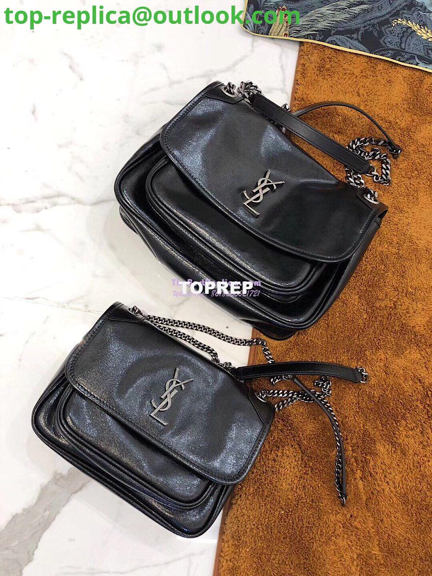 Replica Yves Saint Laurent YSL Niki Baby in Metallic Leather Black 2 Replica Yves Saint Laurent YSL Niki Baby in Metallic Leather Black 2