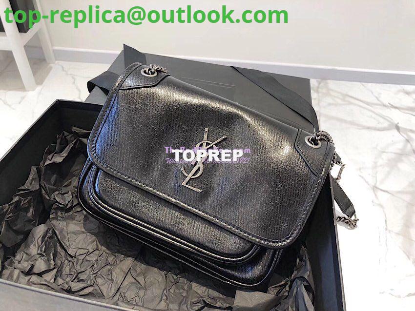 Replica Yves Saint Laurent YSL Niki Baby in Metallic Leather Black 4 Replica Yves Saint Laurent YSL Niki Baby in Metallic Leather Black 4