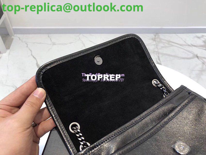 Replica Yves Saint Laurent YSL Niki Baby in Metallic Leather Black 9 Replica Yves Saint Laurent YSL Niki Baby in Metallic Leather Black 9