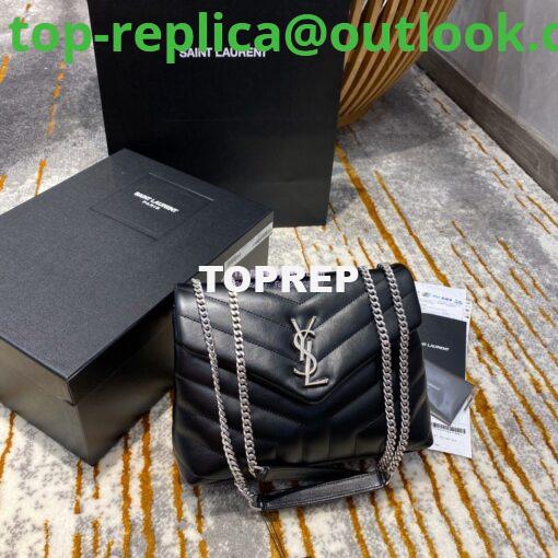 Replica Yves Saint Laurent YSL Loulou Small In Matelassé “Y” Leather Black Silver Hardware 494699