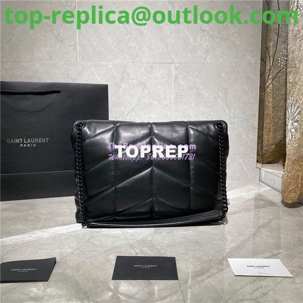 Replica Yves Saint Laurent YSL Loulou Puffer Medium Bag In Quilted Lambskin 5774751 All Black 4 Replica Yves Saint Laurent YSL Loulou Puffer Medium Bag In Quilted Lambskin 5774751 All Black 4